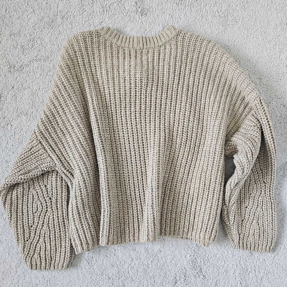 NWT Aerie | Textured Chunky Knit Sweater Toasted Almond Beige Brown, Womens XXL - Picture 4 of 5